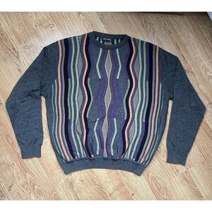 Men's St Croix Vintage Pullover Sweater 90's Multicolor Coogi-Style Sz M Retro